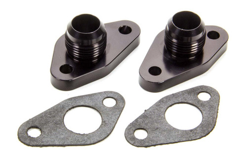 Water Pump Adapter - Standard to Remote - 12 AN Male Ports - Aluminum - Black Anodized - Small Block Ford - Pair