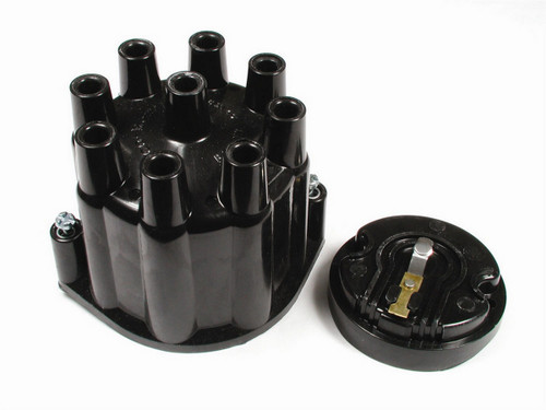 Cap and Rotor Kit - Socket Style - Brass Terminals - Twist Lock - Black - Non-Vented - V8 - Kit Cap and Rotor Kit - Socket Style - Brass Terminals - Twist Lock - Black - Non-Vented - V8 - Kit