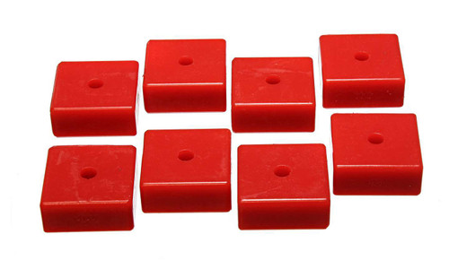Bushing Kit - Hyper-Flex - Leaf Spring Pad - 2-1/16 in Square x 3/8 in ID x 15/16 in Height - Polyurethane - Red - Kit