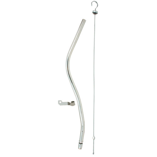Transmission Dipstick - Solid Tube - 27 in Long - Steel - Chrome - TH350 / TH400 - Each