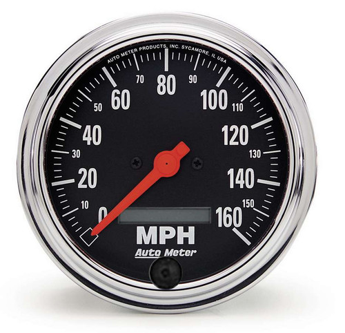 Speedometer - Traditional Chrome - 160 MPH - Electric - Analog - 3-3/8 in Diameter - Programmable - Black Face - Each Speedometer - Traditional Chrome - 160 MPH - Electric - Analog - 3-3/8 in Diameter - Programmable - Black Face - Each