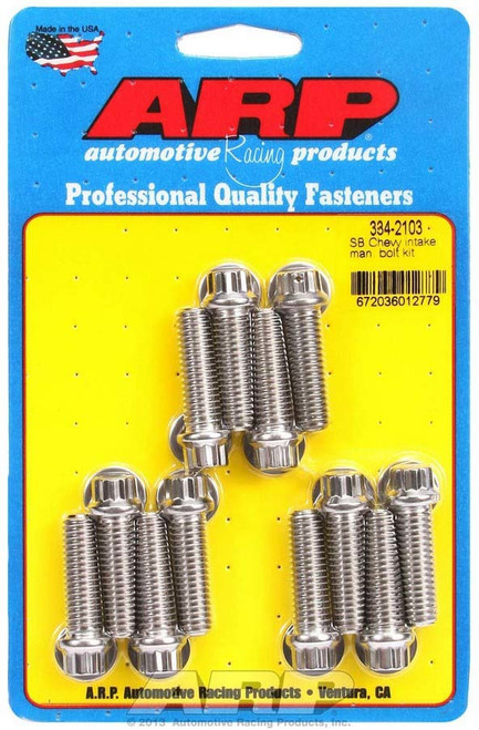 Intake Manifold Bolt Kit - NASCAR - 12 Point Head - Drilled Tech Bolt - Stainless - Polished - Small Block Chevy - Kit Intake Manifold Bolt Kit - NASCAR - 12 Point Head - Drilled Tech Bolt - Stainless - Polished - Small Block Chevy - Kit