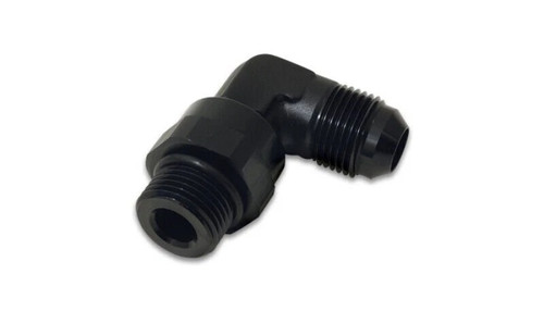 Fitting - Adapter - 90 Degree - 10 AN Male to 8 AN Male O-Ring Swivel - Aluminum - Black Anodized - Each