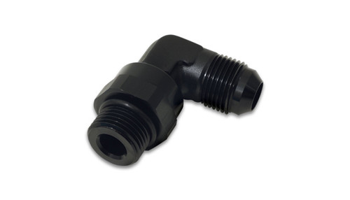 Fitting - Adapter - 90 Degree - 10 AN Male to 10 AN Male O-Ring - Swivel - Aluminum - Black Anodized - Each