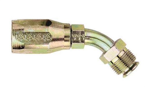Fitting - Hose End - AQP High Pressure - 45 Degree - 6 AN Hose to 5/8-18 in Inverted Flare Male - Steel - Zinc Plated - Each
