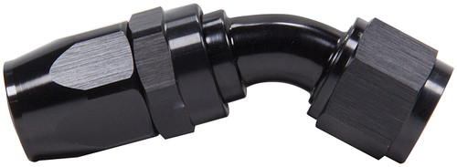 Fitting - Hose End - Power Steering - 45 Degree - 10 AN Hose to 10 AN Female Swivel - Aluminum - Black Anodized - Each