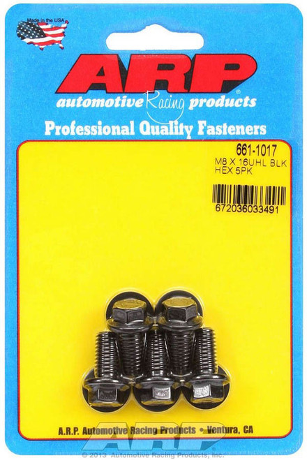 Bolt - 8 mm x 1.25 Thread - 16 mm Long - 10 mm Hex Head - Chromoly - Black Oxide - Natural - Universal - Set of 5