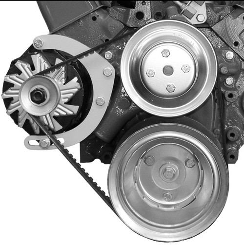 Alternator Bracket - Passenger Side - Mid Mount - Head / Water Pump Mount - Steel - Natural - Long Water Pump - GM Alternator - Small Block Chevy - Kit