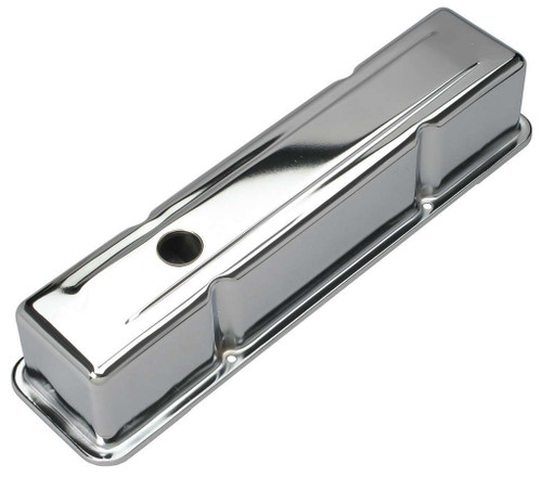 Valve Cover - Tall - Baffled - Breather Holes - Steel - Chrome - Small Block Chevy - Pair Valve Cover - Tall - Baffled - Breather Holes - Steel - Chrome - Small Block Chevy - Pair