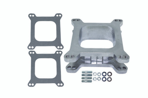 Carburetor Adapter - 2 in Thick - Open - Carter AFB to Square Bore - Gaskets / Hardware Included - Aluminum - Natural - Each