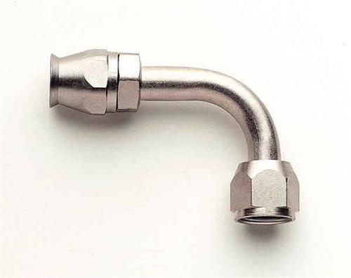 Fitting - Hose End - AC Refrigerant - 90 Degree - 10 AN Hose to 10 AN Female O-Ring - Steel - Nickel Plated - Each