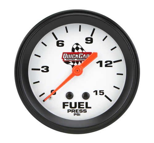 Fuel Pressure Gauge - 0-15 psi - Mechanical - Analog - Full Sweep - 2-5/8 in Diameter - Silver Face - Each