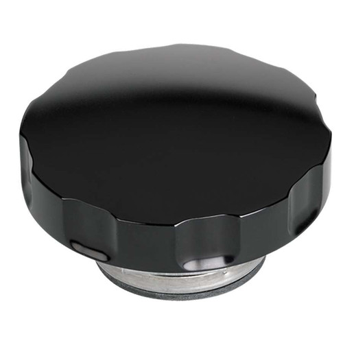 Radiator Cap - 16 lb - Round - Notch Grip - Aluminum - Smooth - Black Anodized - Each Radiator Cap - 16 lb - Round - Notch Grip - Aluminum - Smooth - Black Anodized - Each