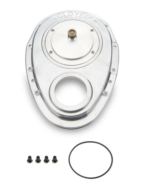 Timing Cover - Quick Button - 2-Piece - Aluminum - Polished - Rocket Block - Small Block Chevy - Kit