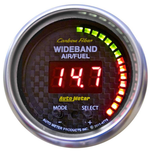Air-Fuel Ratio Gauge - Carbon Fiber - Wideband - 6:1-20:1 AFR - Electric - Digital - 2-1/16 in Diameter - Carbon Fiber Look Face - Each Air-Fuel Ratio Gauge - Carbon Fiber - Wideband - 6:1-20:1 AFR - Electric - Digital - 2-1/16 in Diameter - Carbon Fiber Look Face - Each