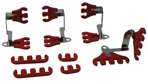 Spark Plug Wire Loom - Super Loom - Valve Cover Mount - 7-9 mm - Red / Chrome - Universal - Kit