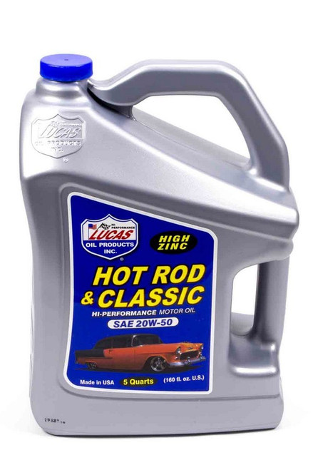 Motor Oil - Hot Rod and Classic Car - High Zinc - 20W50 - Conventional - 5 qt Jug - Each
