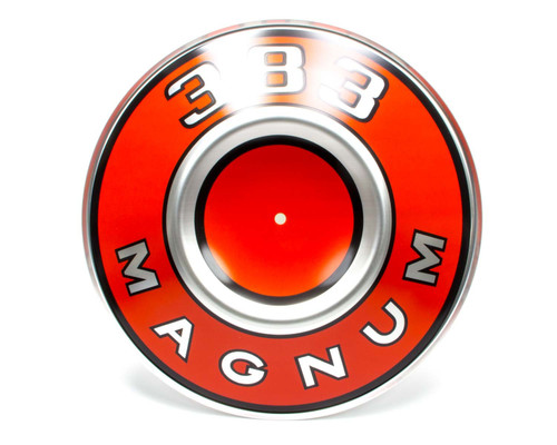 Engine Identification Plate - 10-3/8 in OD - 383 Magnum Logo - Aluminum - Orange Paint - Mopar Air Cleaners - Each Engine Identification Plate - 10-3/8 in OD - 383 Magnum Logo - Aluminum - Orange Paint - Mopar Air Cleaners - Each