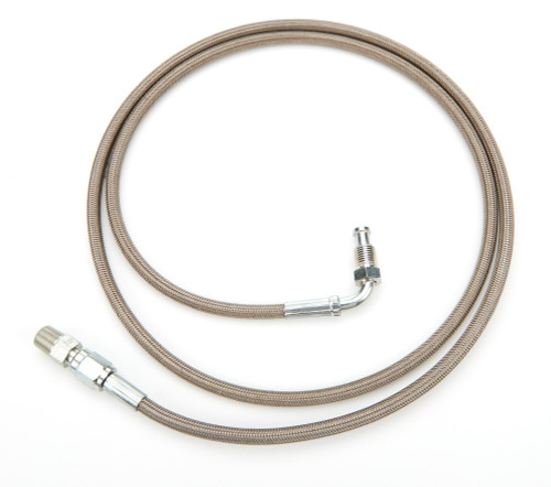 Hydraulic Hose - Clutch Hose - 4 ft Long - 3 AN Hose - 3 AN Straight Female to 3/16 in 90 Degree Inverted Flare Male - Braided Stainless - PTFE - Kit