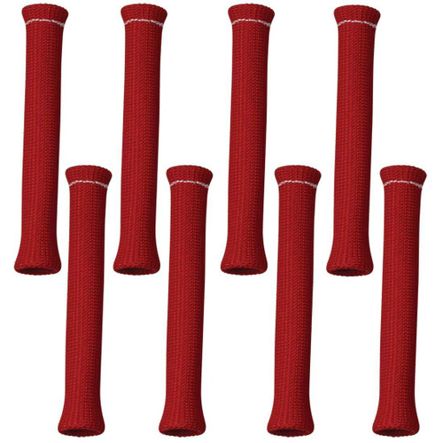 Spark Plug Boot Sleeve - 3/4 in ID - 7-1/2 in Long - High Temperature - Braided Fiberglass - Red - Set of 8