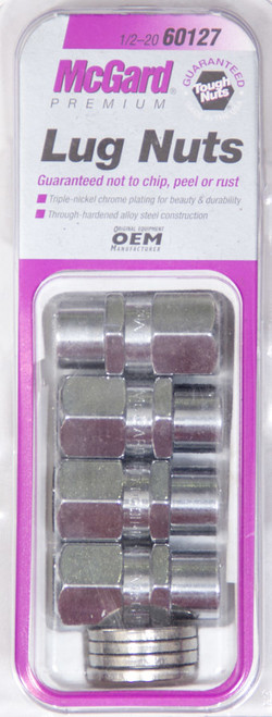 Lug Nut - Premium - 1/2-20 in Right Hand Thread - 13/16 in Hex Head - 0.490 in Shank - Open End - Steel - Washers Included - Chrome - Set of 4