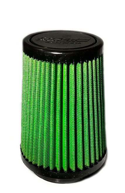 Air Filter Element - Clamp-On - Conical - 4.3 in Diameter Base - 3.5 in Diameter Top - 5.7 in Tall - 3 in Flange - Reusable Cotton - Green - Universal - Each