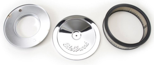 Air Cleaner Assembly - Pro-Flo - 10 in Round - 3.5 in Tall - 5-1/8 in Carb Flange - Raised Base - Steel - Chrome - Kit Air Cleaner Assembly - Pro-Flo - 10 in Round - 3.5 in Tall - 5-1/8 in Carb Flange - Raised Base - Steel - Chrome - Kit
