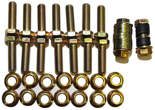 Side Bell Bolt - Tube Bolt - 3/8-24 in Thread - 1 in Long - Hex Head - Steel - Cadmium - 8 Rib - DMI Bulldog Rear Ends - Kit