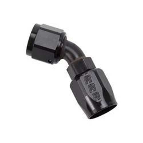 Fitting - Hose End - Full Flow - 45 Degree - 8 AN Hose to 8 AN Female - Aluminum - Black Anodized - Each