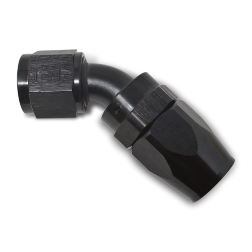 Fitting - Hose End - Full Flow - 45 Degree - 8 AN Hose to 8 AN Female - Aluminum - Black Anodized - Each Fitting - Hose End - Full Flow - 45 Degree - 8 AN Hose to 8 AN Female - Aluminum - Black Anodized - Each