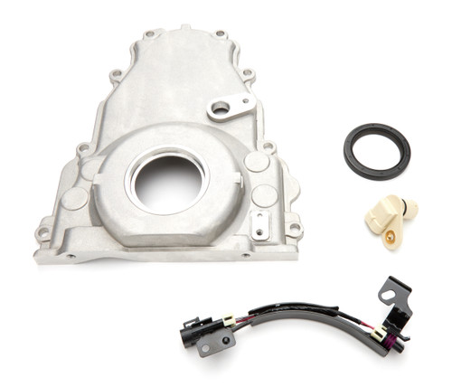 Timing Cover - 1-Piece - Cam Sensor - Seal Included - Aluminum - Natural - GM LS-Series - Each