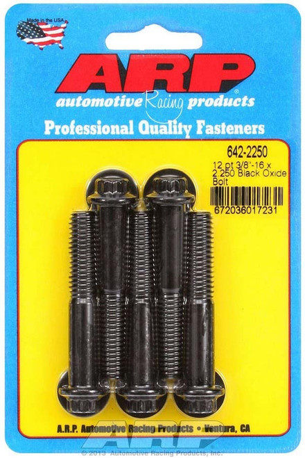 Bolt - 3/8-16 in Thread - 2.25 in Long - 3/8 in 12 Point Head - Chromoly - Black Oxide - Universal - Set of 5 Bolt - 3/8-16 in Thread - 2.25 in Long - 3/8 in 12 Point Head - Chromoly - Black Oxide - Universal - Set of 5