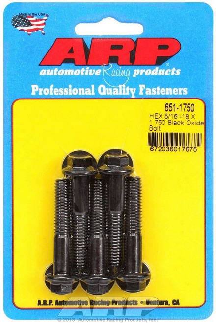 Bolt - 5/16-18 in Thread - 1.75 in Long - 3/8 in Hex Head - Chromoly - Black Oxide - Universal - Set of 5
