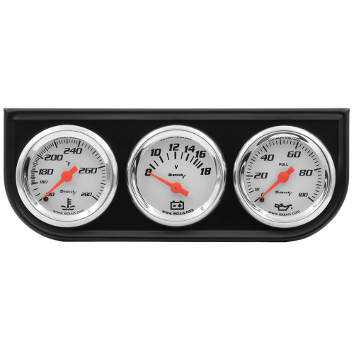 Gauge Kit - 5000 Series - Analog - Oil Pressure / Voltmeter / Water Temperature - 1-1/2 in Diameter - White Face - Kit