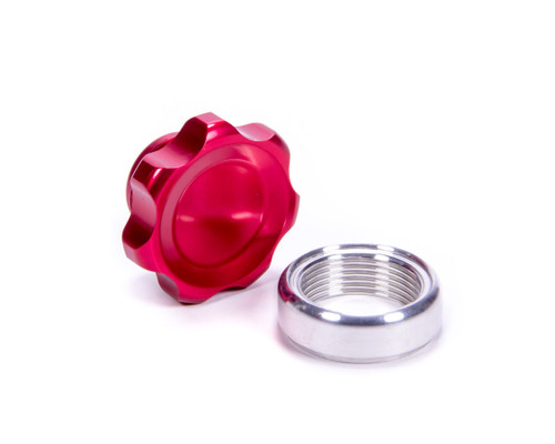 Bung and Cap Kit - 1.375 in OD - Weld-On - Aluminum Bung - Aluminum Threaded Cap - Red Anodized - Kit