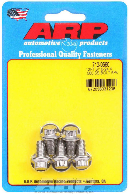 Bolt - 5/16-24 in Thread - 0.56 in Long - 3/8 in 12 Point Head - Stainless - Polished - Universal - Set of 5