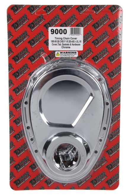 Timing Cover - 1-Piece - Timing Tab - Gasket / Hardware / Seal Included - Steel - Chrome - Small Block Chevy - Kit