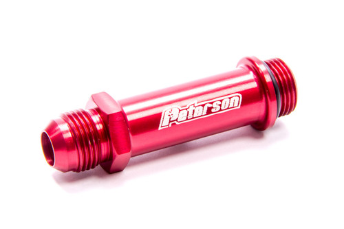 Extended Oil Inlet - Straight - 10 AN Male to 10 AN Male O-Ring Thread - 3.75 in Long - Aluminum - Red Anodized - Each Extended Oil Inlet - Straight - 10 AN Male to 10 AN Male O-Ring Thread - 3.75 in Long - Aluminum - Red Anodized - Each