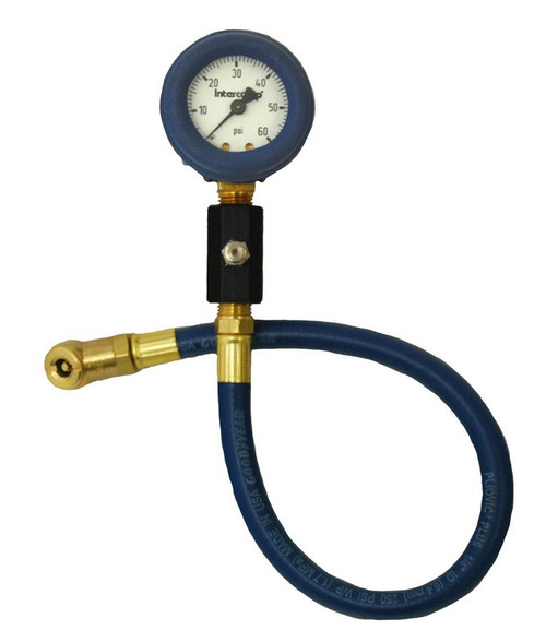 Tire Pressure Gauge - Deluxe - 0-60 psi - Analog - 2 in Diameter - White Face - 1 lb Increments - Each