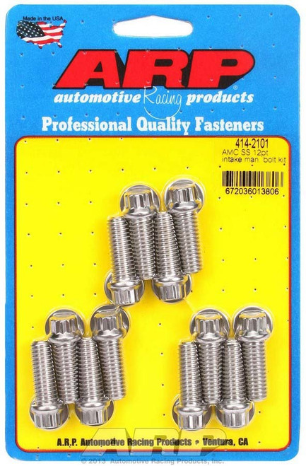 Intake Manifold Bolt Kit - 12 Point Head - Stainless - Polished - AMC V8 - Kit