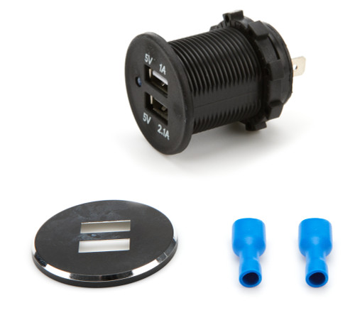 Accessory Power Plug - Cigarette Lighter replacement - Dual USB Port - Aluminum / Plastic - Black - Each
