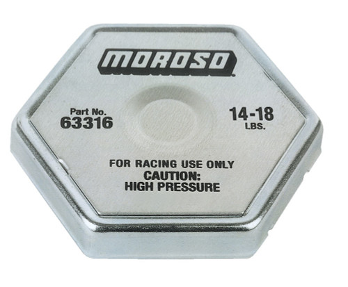Radiator Cap - 14-18 lb - Hexagon - Moroso Logo - Fit Standard Size Radiator Necks - Each