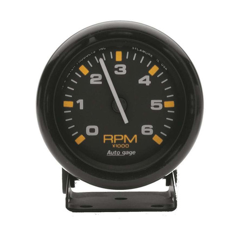 Tachometer - Auto Gage - 6000 RPM - Electric - Analog - 2-3/4 in Diameter - Pedestal Mount - Black Face - Each