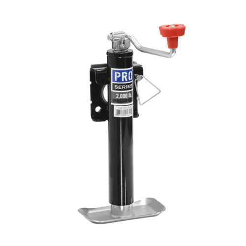 Trailer Jack - Pro Series - Manual - Topwind - 10 in Of Travel - 2000 lb Capacity - Steel - Black Paint - Each