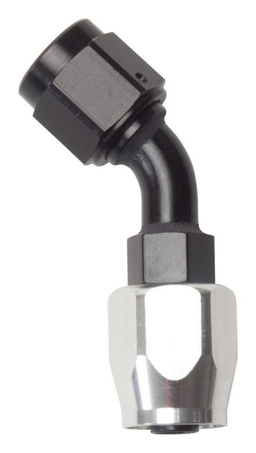 Fitting - Hose End - Full Flow - 45 Degree - 12 AN Hose to 12 AN Female - Aluminum - Black Anodized - Each