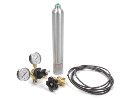 CO2 Bottle and Regulator - 10 oz - 125 psi - Dual Gauges - Bracket / Hardware / Line - Aluminum - Natural - Kit
