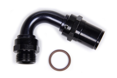 Fitting - Hose End - Race-Rite - Crimp-On - 120 Degree - 12 AN Hose Crimp to 1-1/16-12 in Male O-Ring - Aluminum - Black Anodized - Each