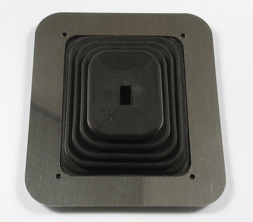 Shifter Boot - 6-1/2 x 7-1/2 in Base - Square Boot - Rubber / Steel - Black / Chrome - Eliminator 3/4 Speed Shifters - Each