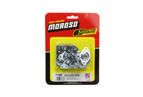 Quick Turn Fastener - Self Ejecting - Flush Head - Hex Drive - 7/16 x 0.550 in Body - 3/16 in - Steel - Zinc Plated - Set of 10