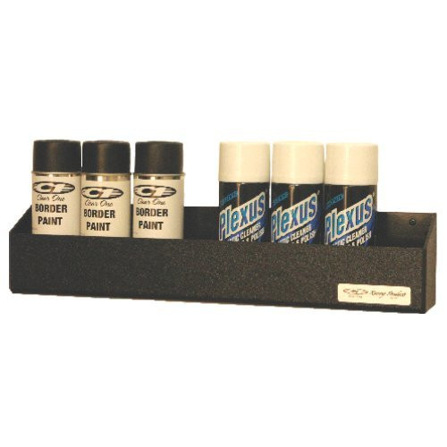Aerosol Can Holder - 22 in Long - 3.5 in Deep - 4.5 in Tall - 8 Can Capacity - Plastic - Black - Each